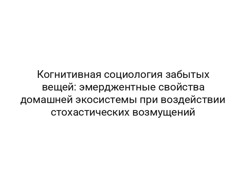Когнитивная социология забытых вещей: эмерджентные свойства домашней экосистемы при воздействии стохастических возмущений